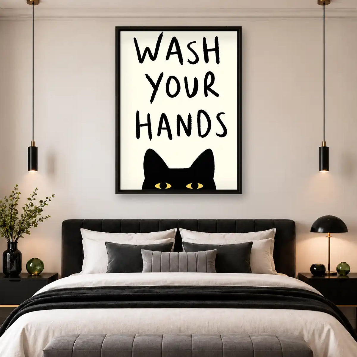 Wash Your Hands Cat Wall Art 4