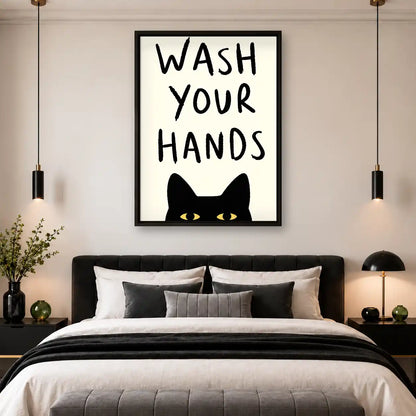 Wash Your Hands Cat Wall Art 4
