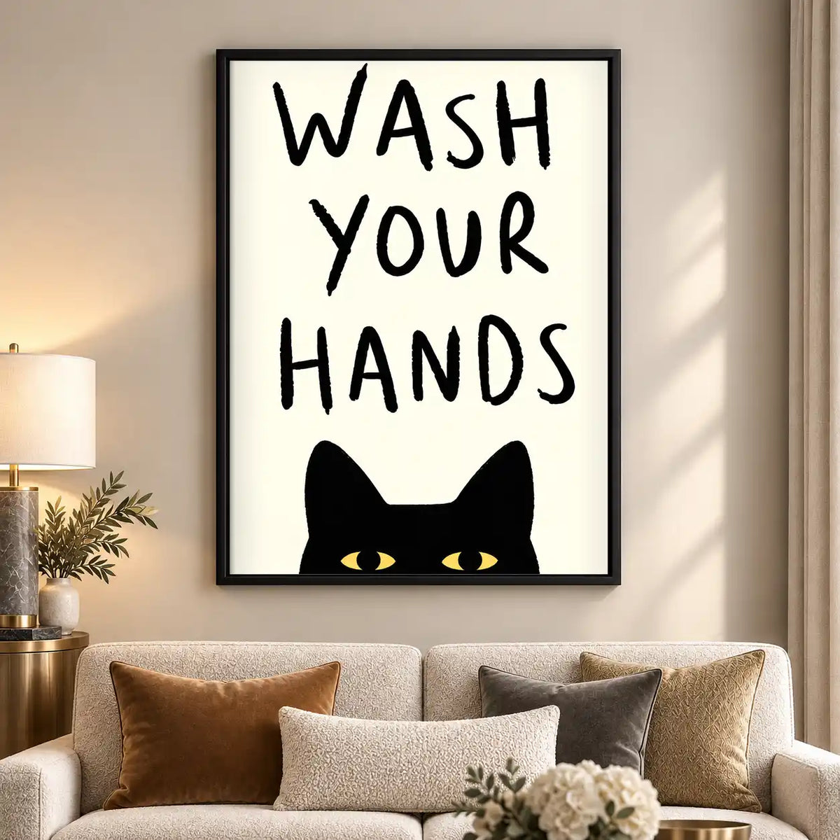 Wash Your Hands Cat Wall Art 5