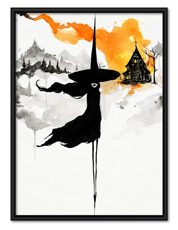 Watercolor Witch Silhouette Wall Art
