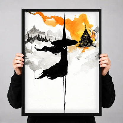 Watercolor Witch Silhouette Wall Art 3