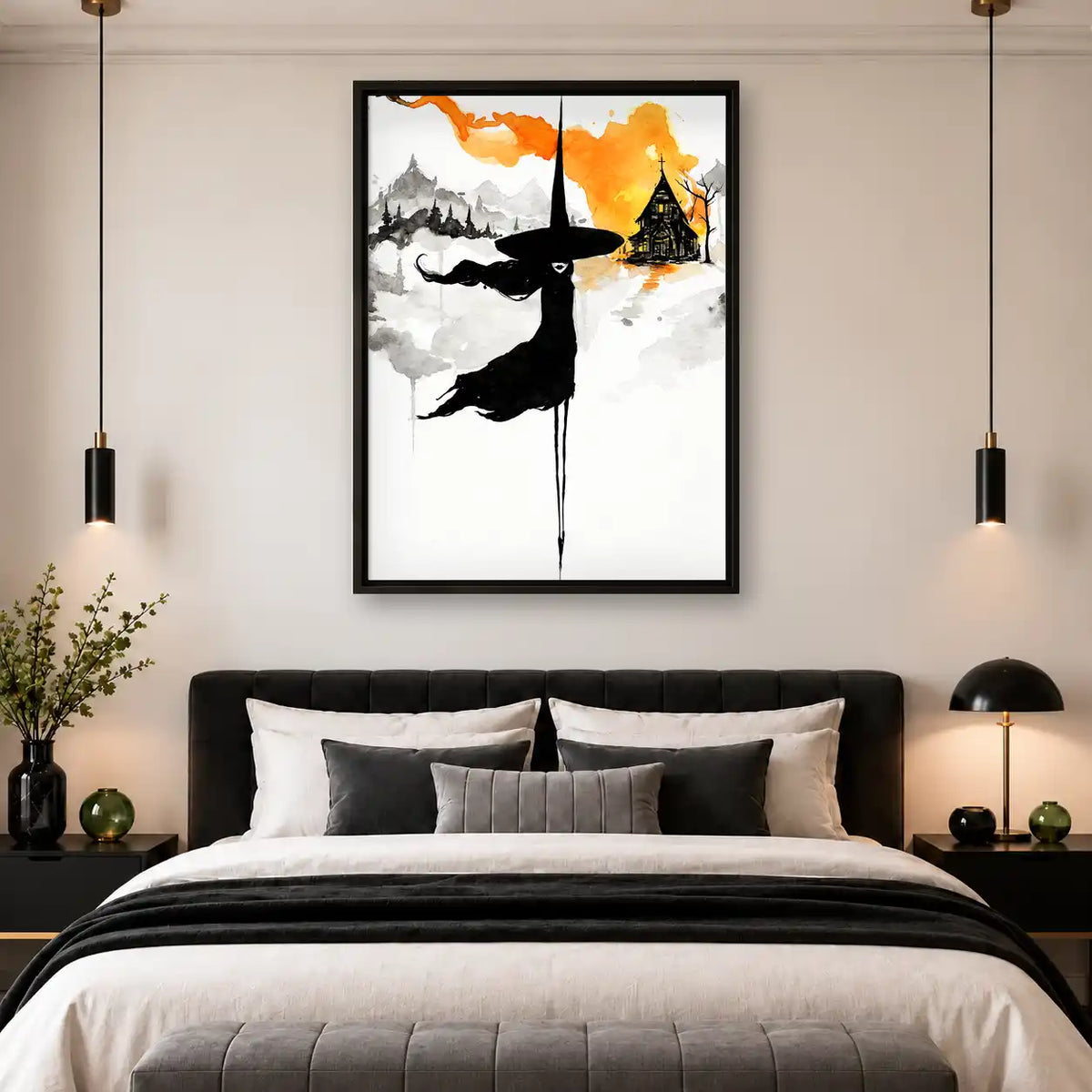 Watercolor Witch Silhouette Wall Art 4