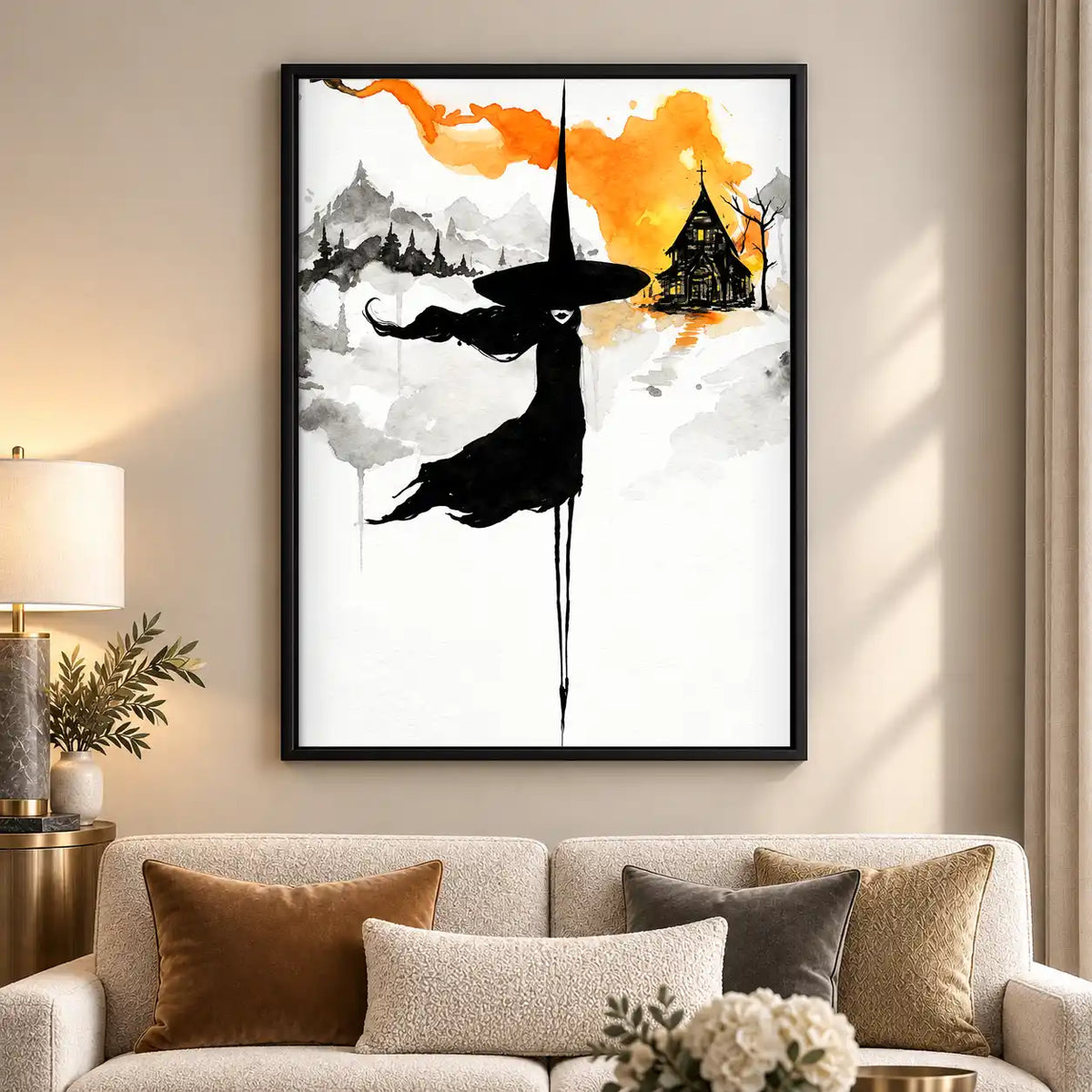Watercolor Witch Silhouette Wall Art 5