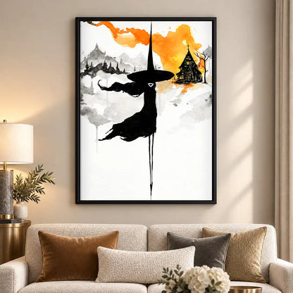 Watercolor Witch Silhouette Wall Art 5
