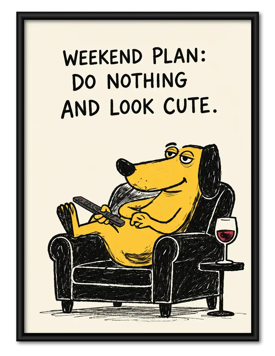 Weekend Plan Lazy Dog Wall Art 1