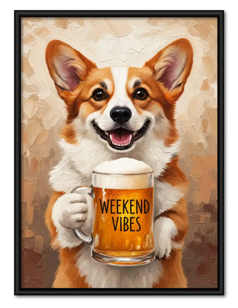 Weekend Vibes Corgi Wall Art 1