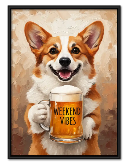 Weekend Vibes Corgi Wall Art