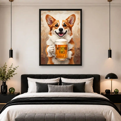 Weekend Vibes Corgi Wall Art 4