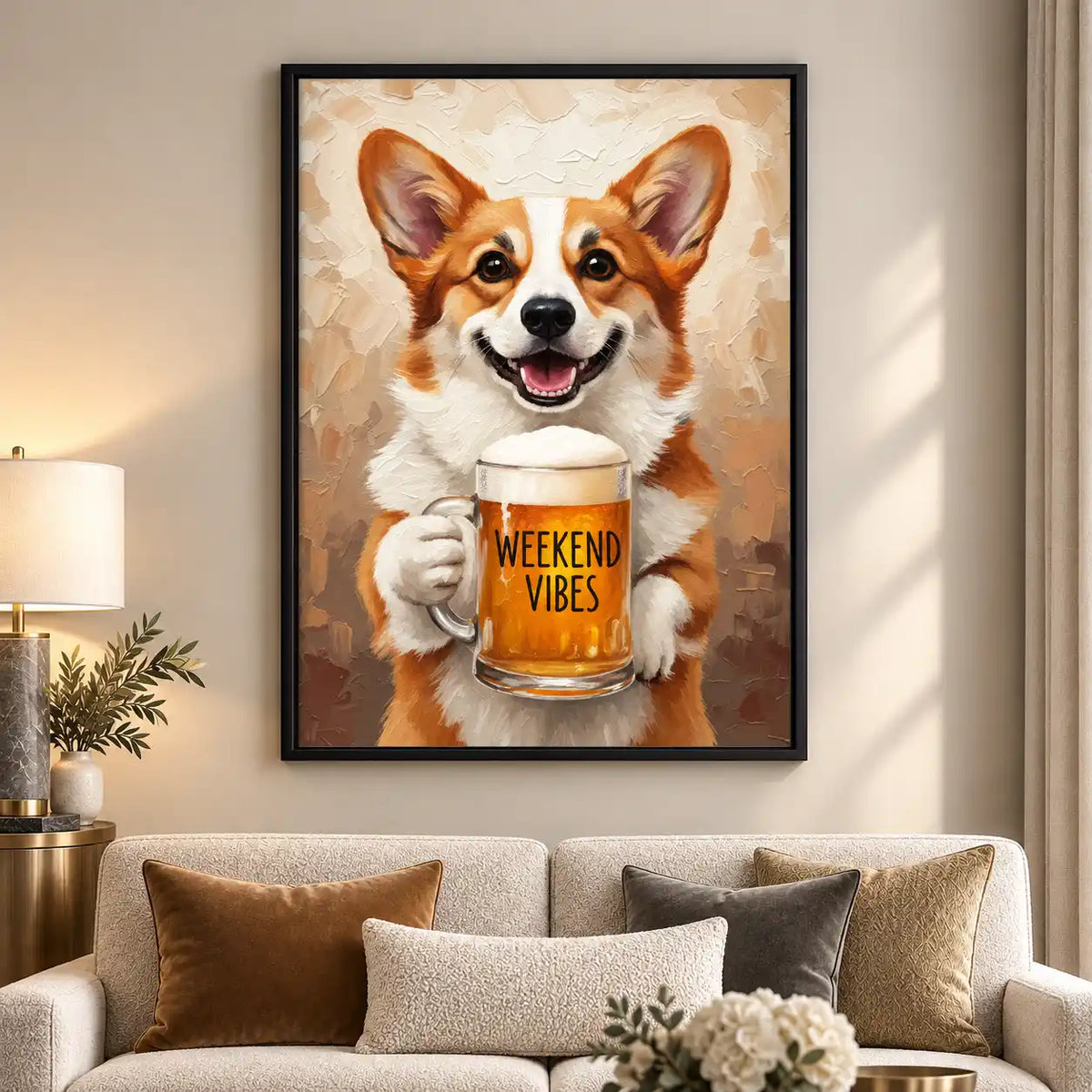Weekend Vibes Corgi Wall Art 5