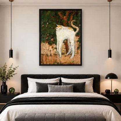White Cat Beneath Woodland Tree Wall Art 4