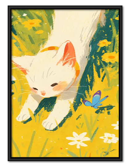 White Kitten In Sunny Meadow Wall Art