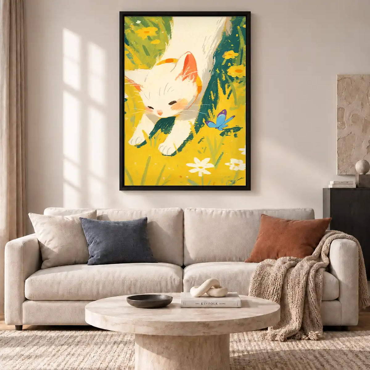 White Kitten In Sunny Meadow Wall Art 2