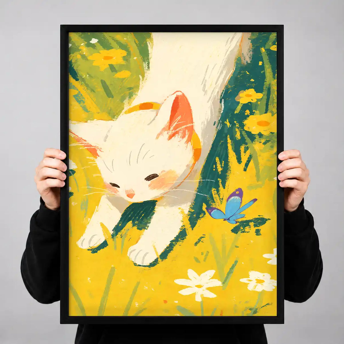 White Kitten In Sunny Meadow Wall Art 3