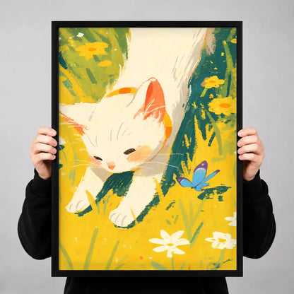 White Kitten In Sunny Meadow Wall Art 3