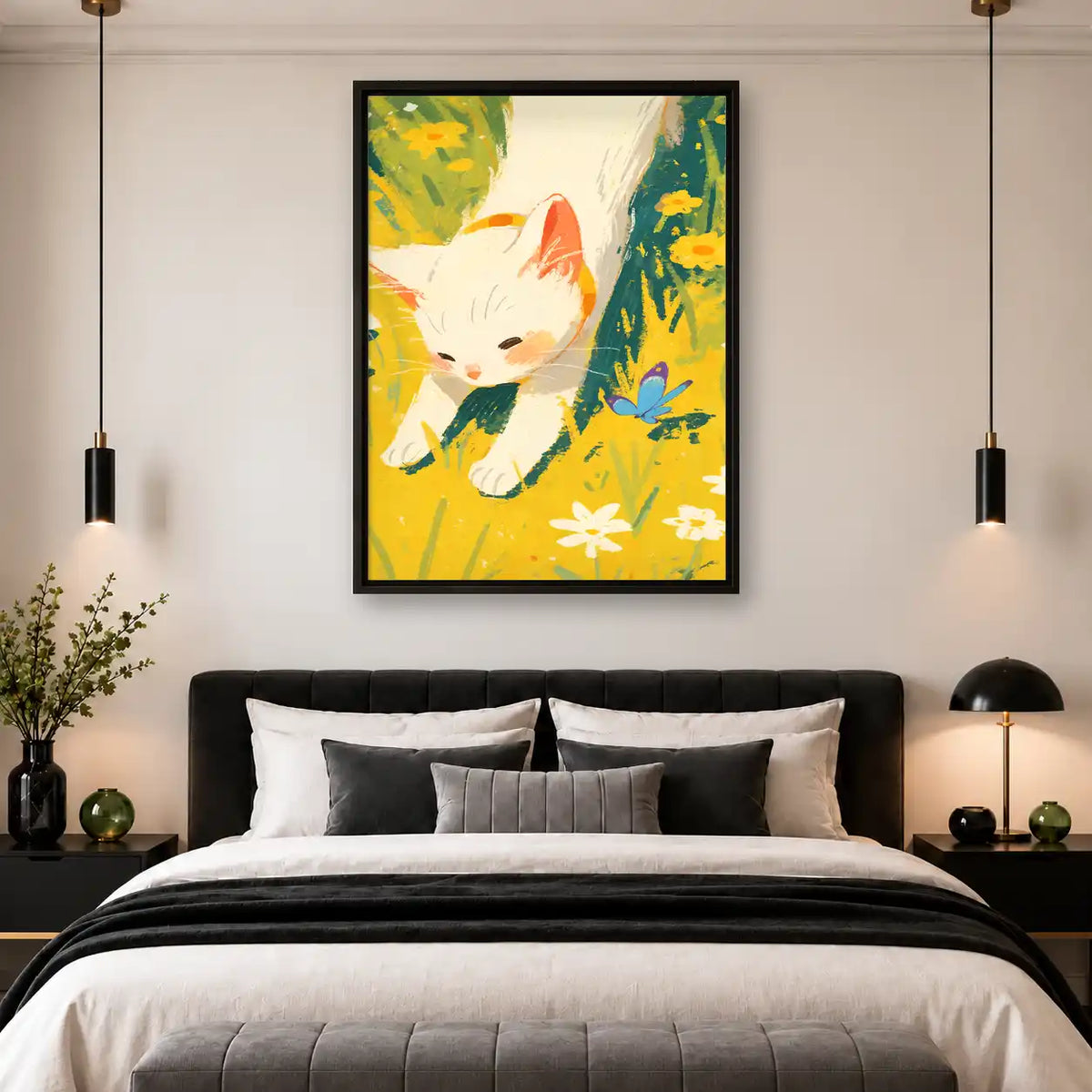 White Kitten In Sunny Meadow Wall Art 4
