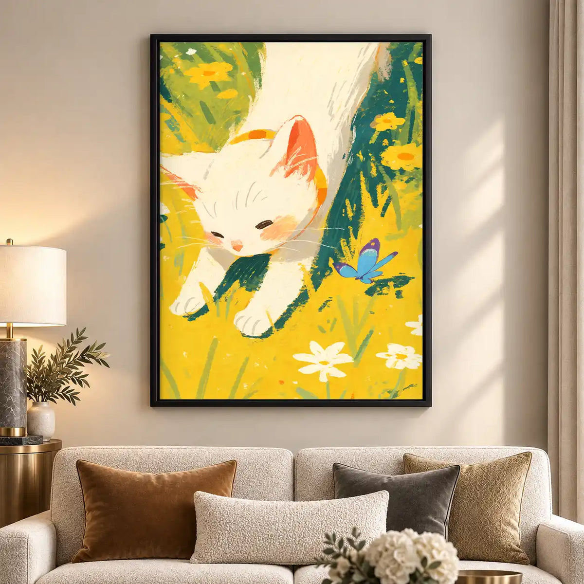 White Kitten In Sunny Meadow Wall Art 5