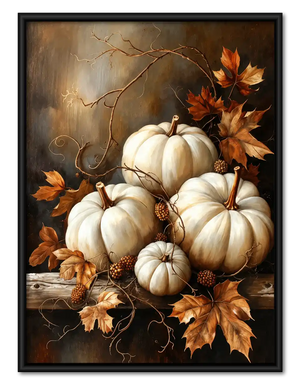 White Pumpkins Autumn Still Life Wall Art
