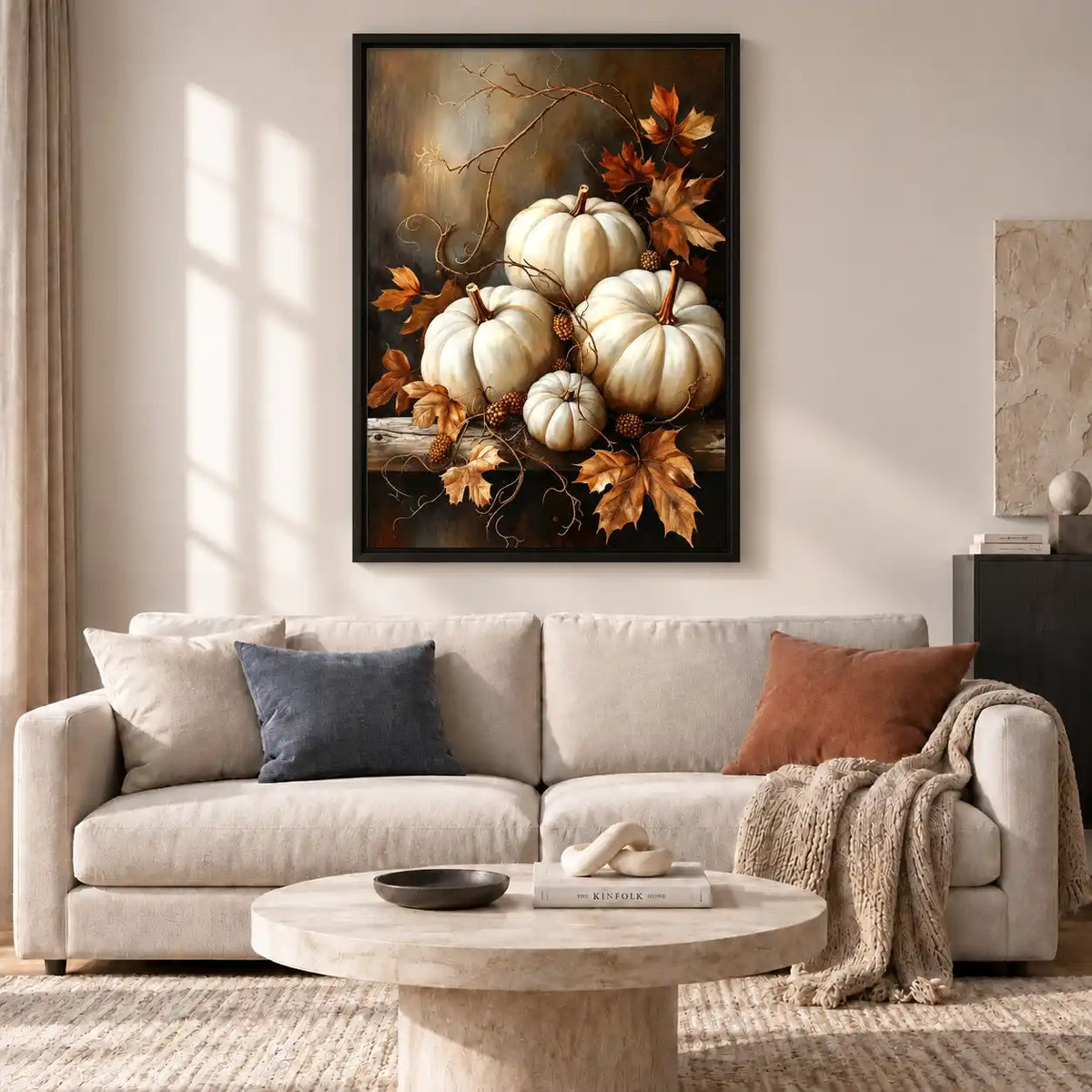 White Pumpkins Autumn Still Life Wall Art 2