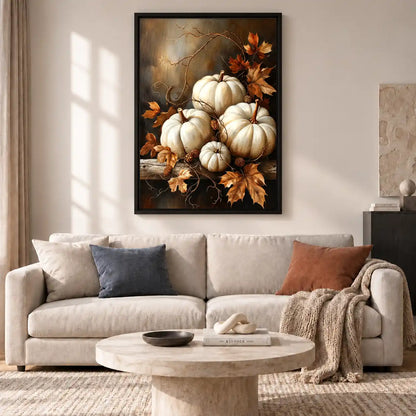 White Pumpkins Autumn Still Life Wall Art 2