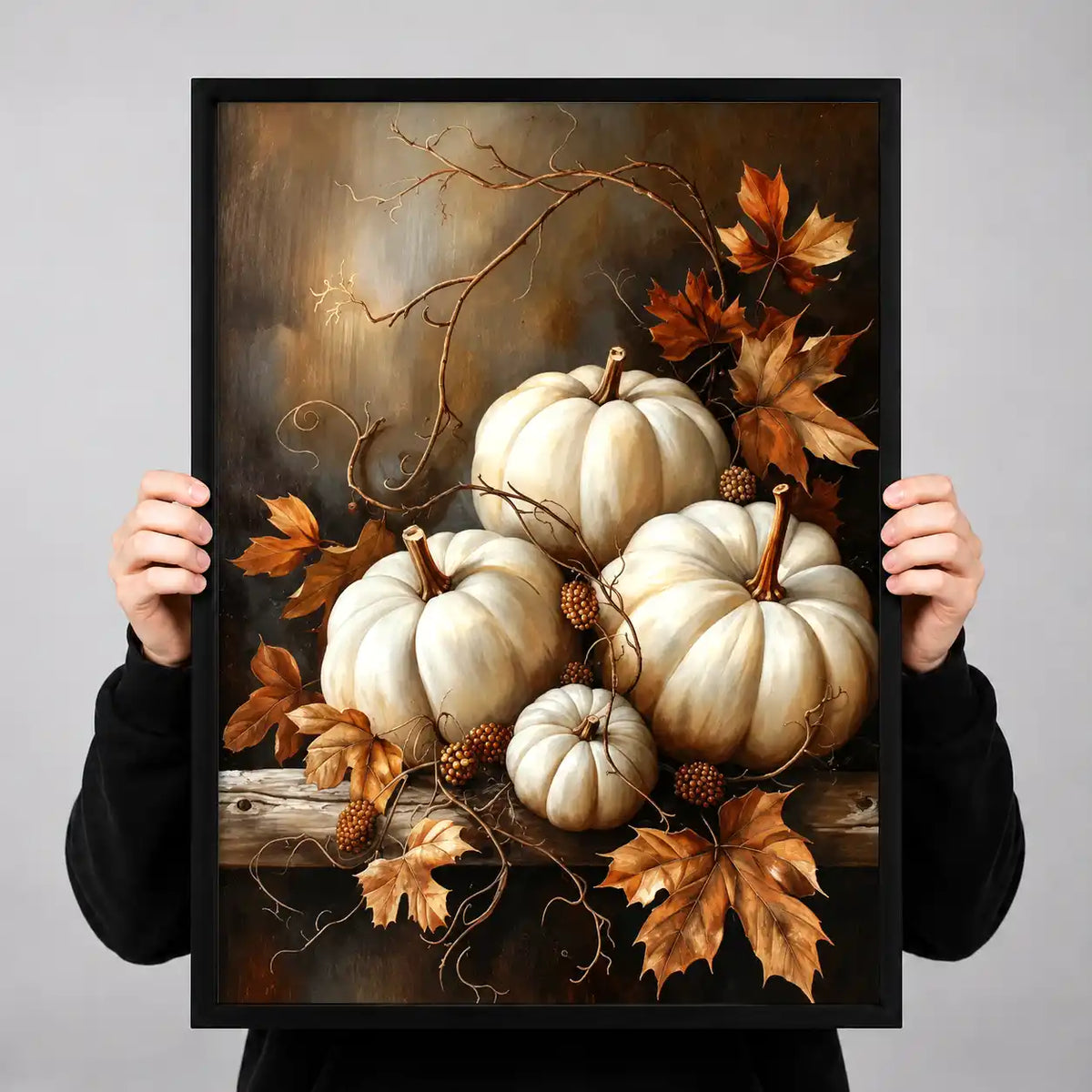 White Pumpkins Autumn Still Life Wall Art 3