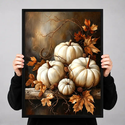 White Pumpkins Autumn Still Life Wall Art 3