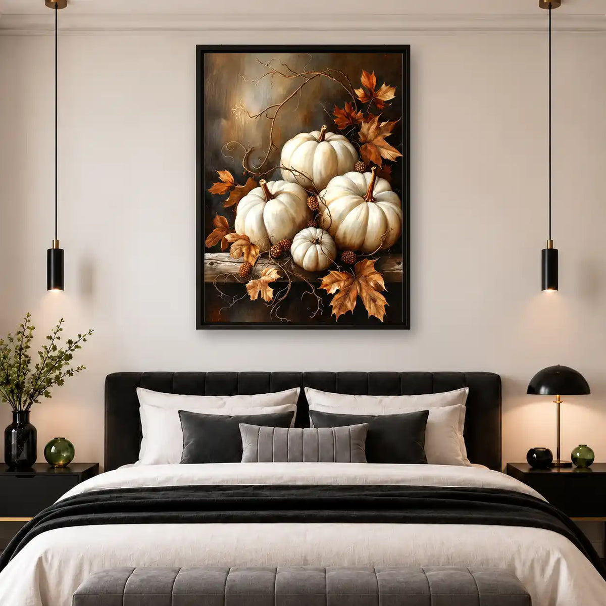 White Pumpkins Autumn Still Life Wall Art 4
