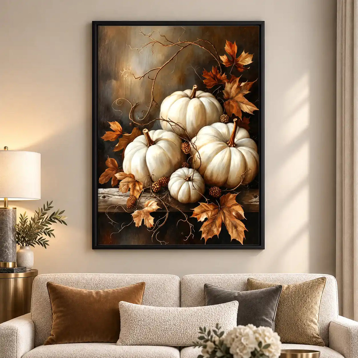 White Pumpkins Autumn Still Life Wall Art 5