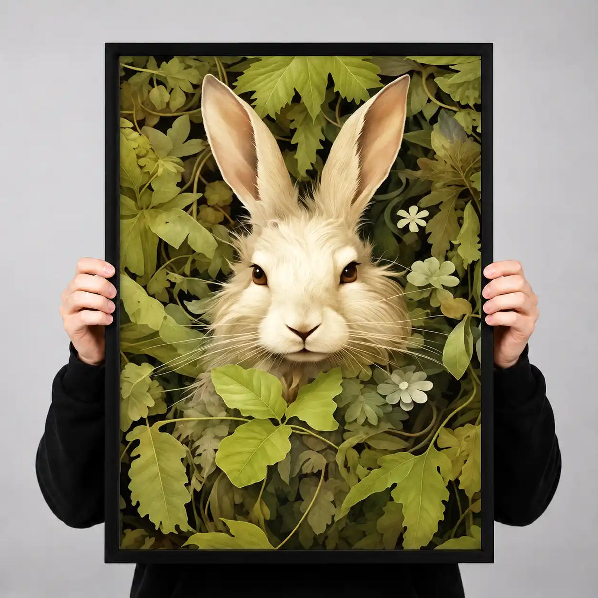 White Rabbit Among Garden Leaves Wall Art 3