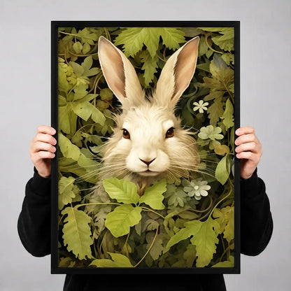 White Rabbit Among Garden Leaves Wall Art 3