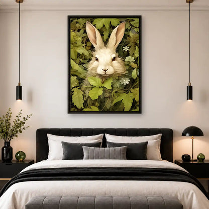 White Rabbit Among Garden Leaves Wall Art 4