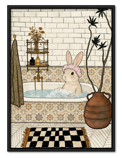 White Rabbit Bubble Bath Wall Art