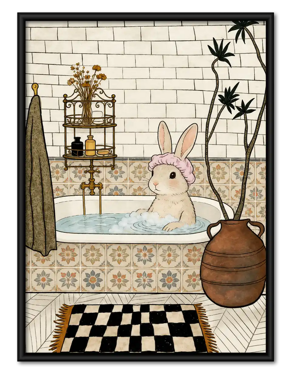 White Rabbit Bubble Bath Wall Art
