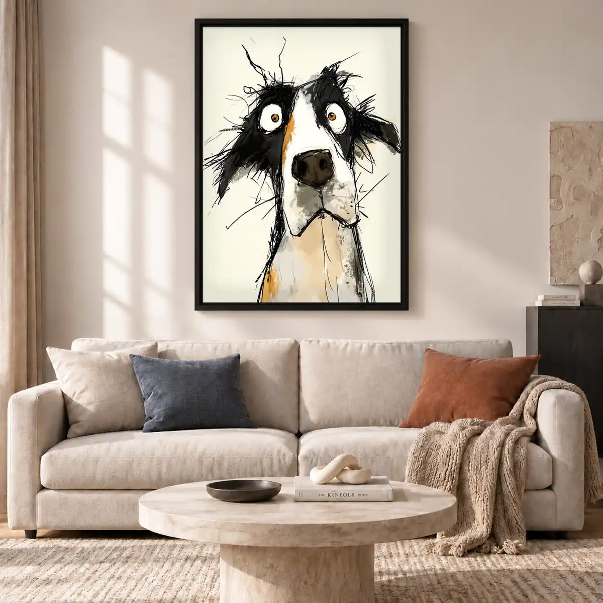 Wide Eyed Border Collie Sketch Wall Art 2