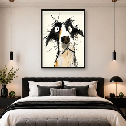 Wide Eyed Border Collie Sketch Wall Art 4