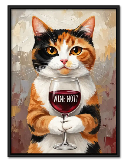 Wine Not Calico Cat Wall Art
