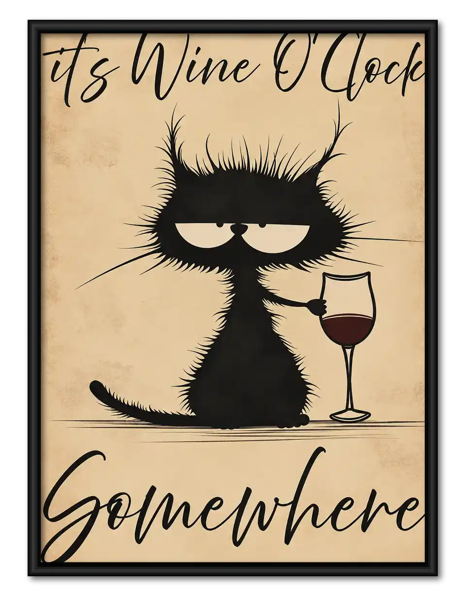 Wine O Clock Cat Wall Art 1