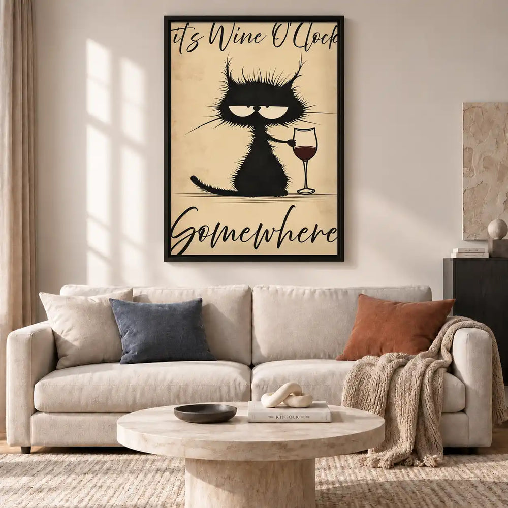 Wine O Clock Cat Wall Art 2