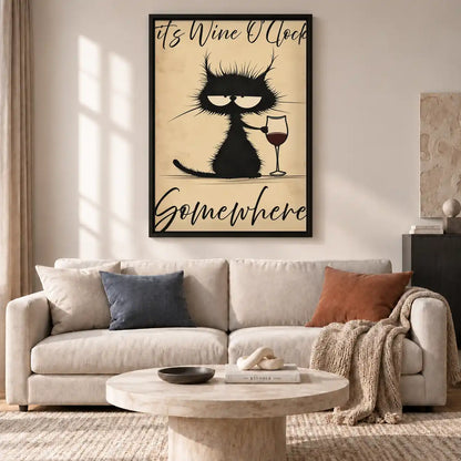 Wine O Clock Cat Wall Art 2