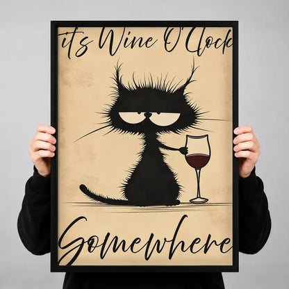 Wine O Clock Cat Wall Art 3