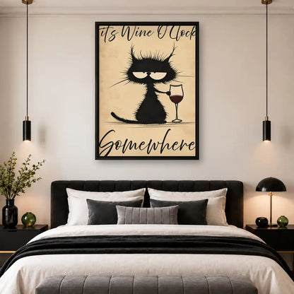 Wine O Clock Cat Wall Art 4