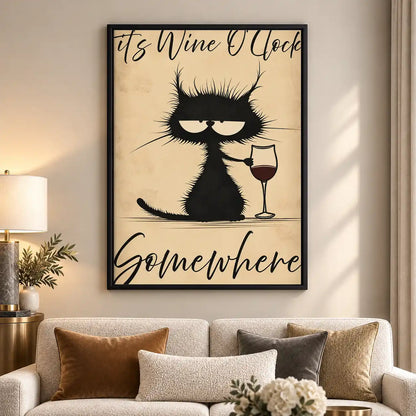 Wine O Clock Cat Wall Art 5