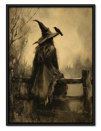 Witch And Raven At Fence Wall Art