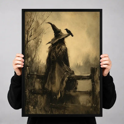 Witch And Raven At Fence Wall Art 3