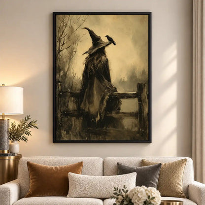 Witch And Raven At Fence Wall Art 5