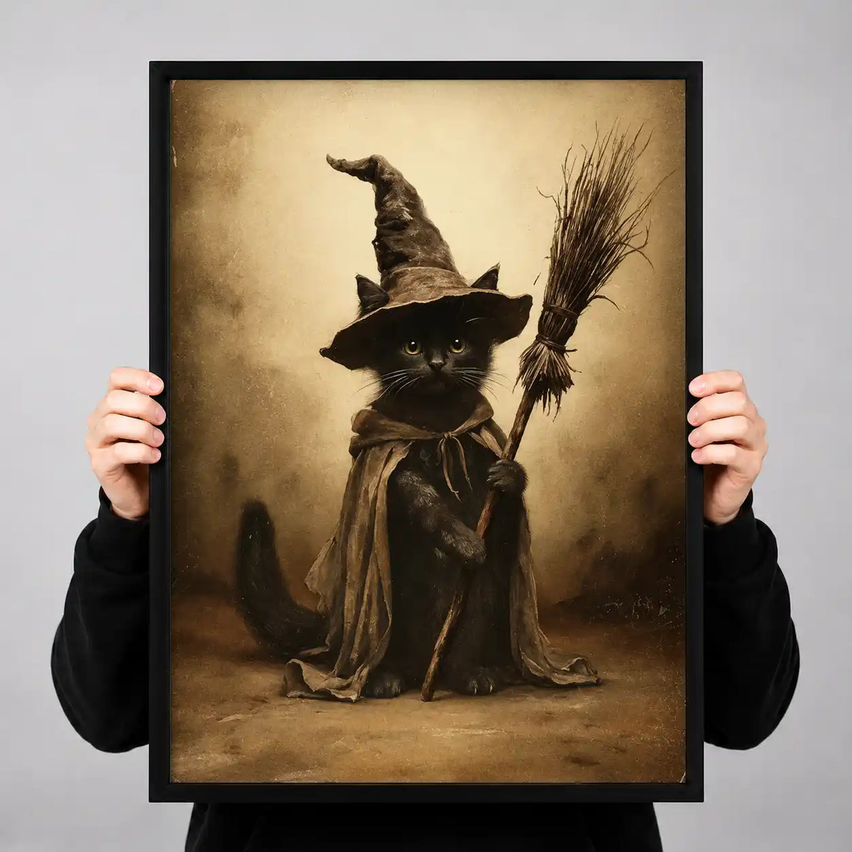 Witch Cat With Broom Wall Art 3