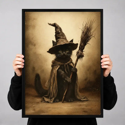 Witch Cat With Broom Wall Art 3