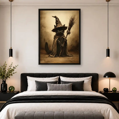 Witch Cat With Broom Wall Art 4