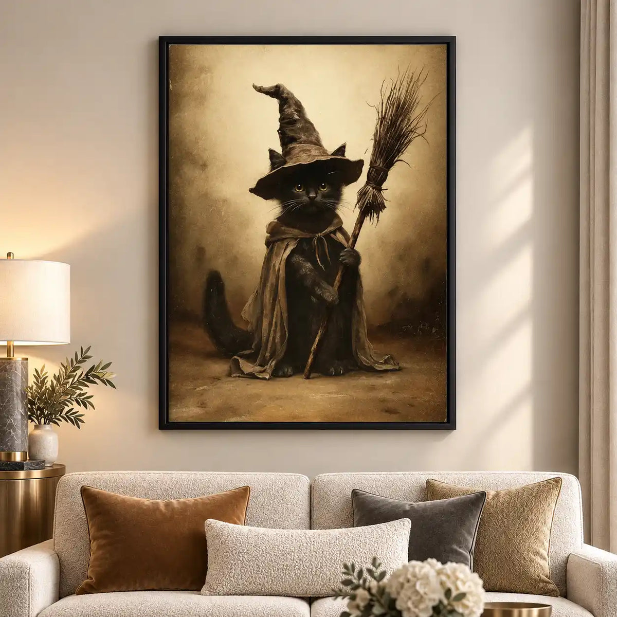 Witch Cat With Broom Wall Art 5