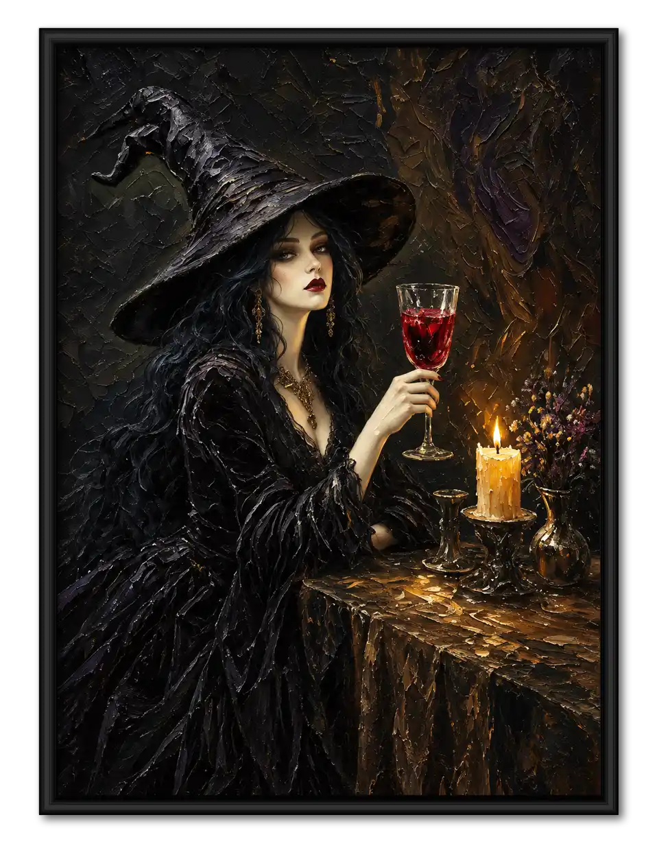 Witch Drinking By Candlelight Wall Art 1
