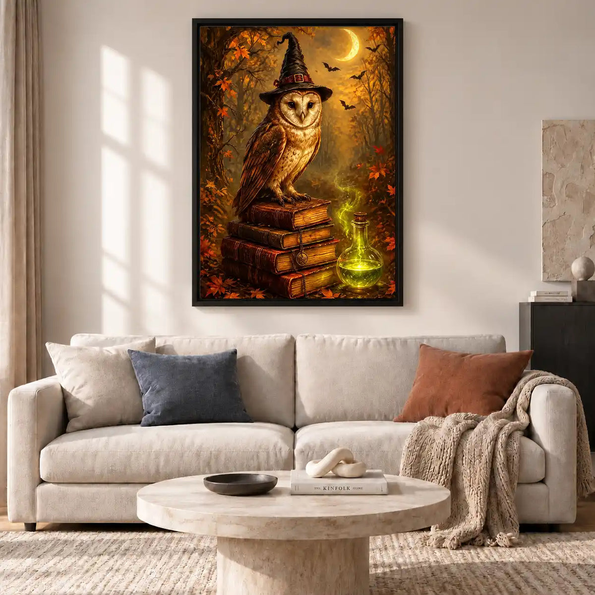 Witch Owl On Spell Books Wall Art 2